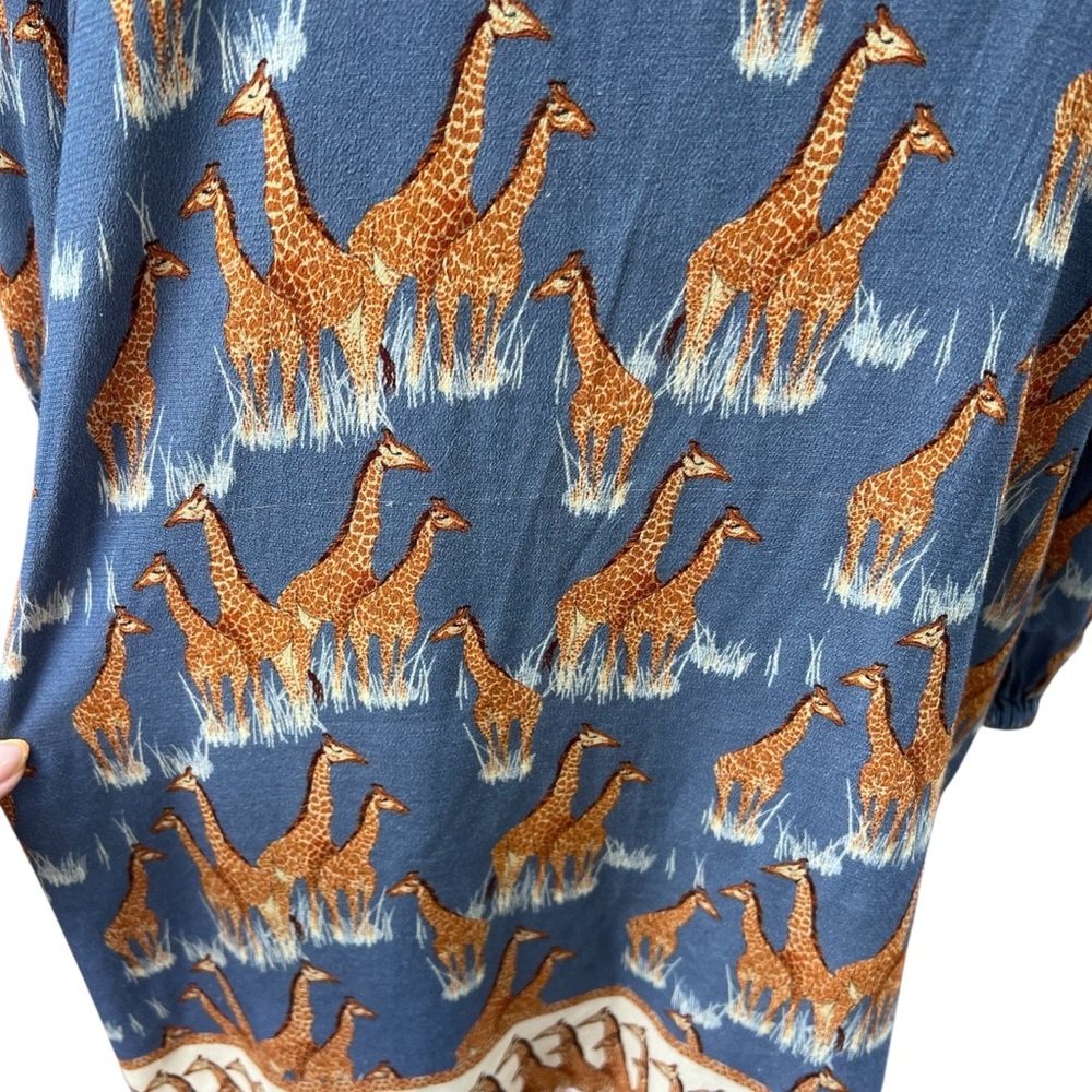Corey Lynn Calter Blue and Orange Giraffe Print Sheath Dress Size Medium - Picture 5 of 9